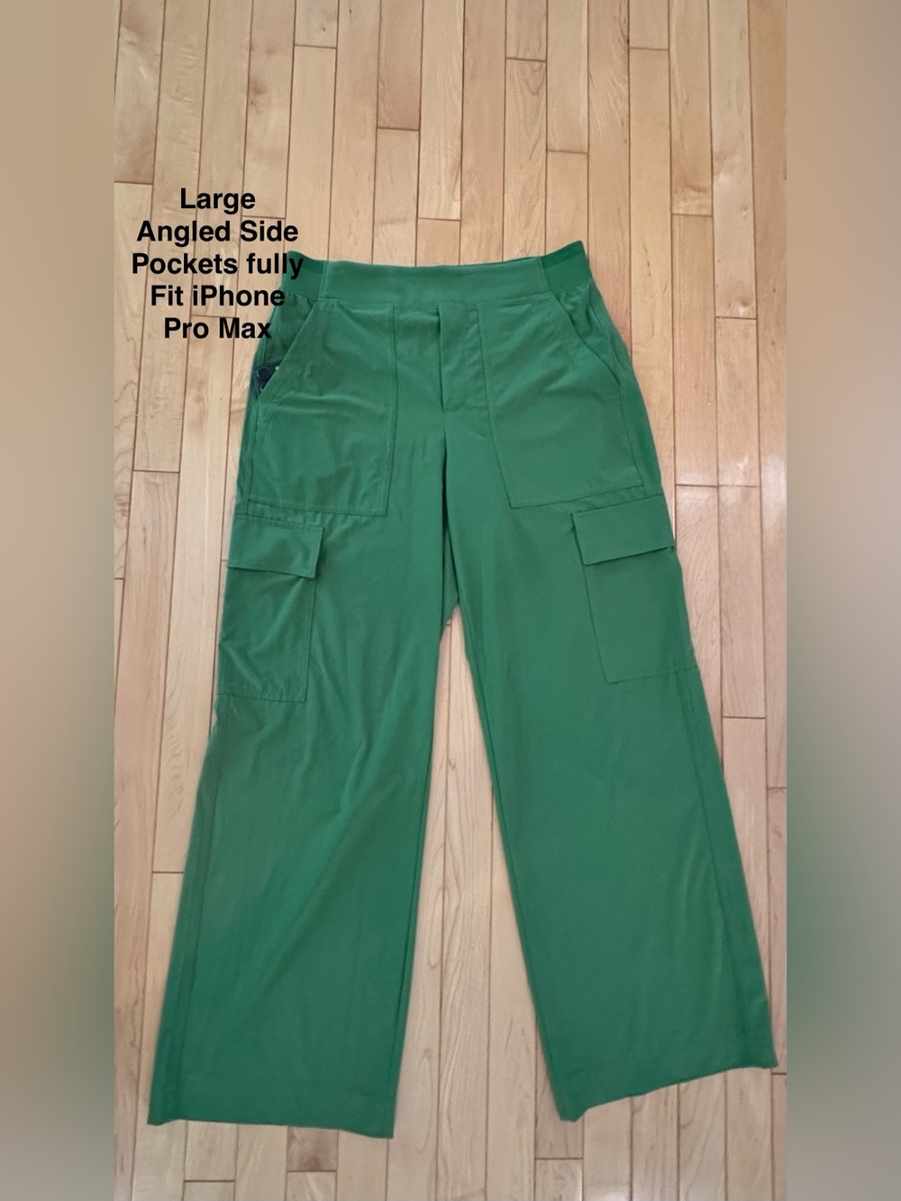 Athleta Brooklyn Heights High Rise Cargo Pant, Wide Leg, Baja Green; EUC, Sz. 8 - Picture 6 of 15